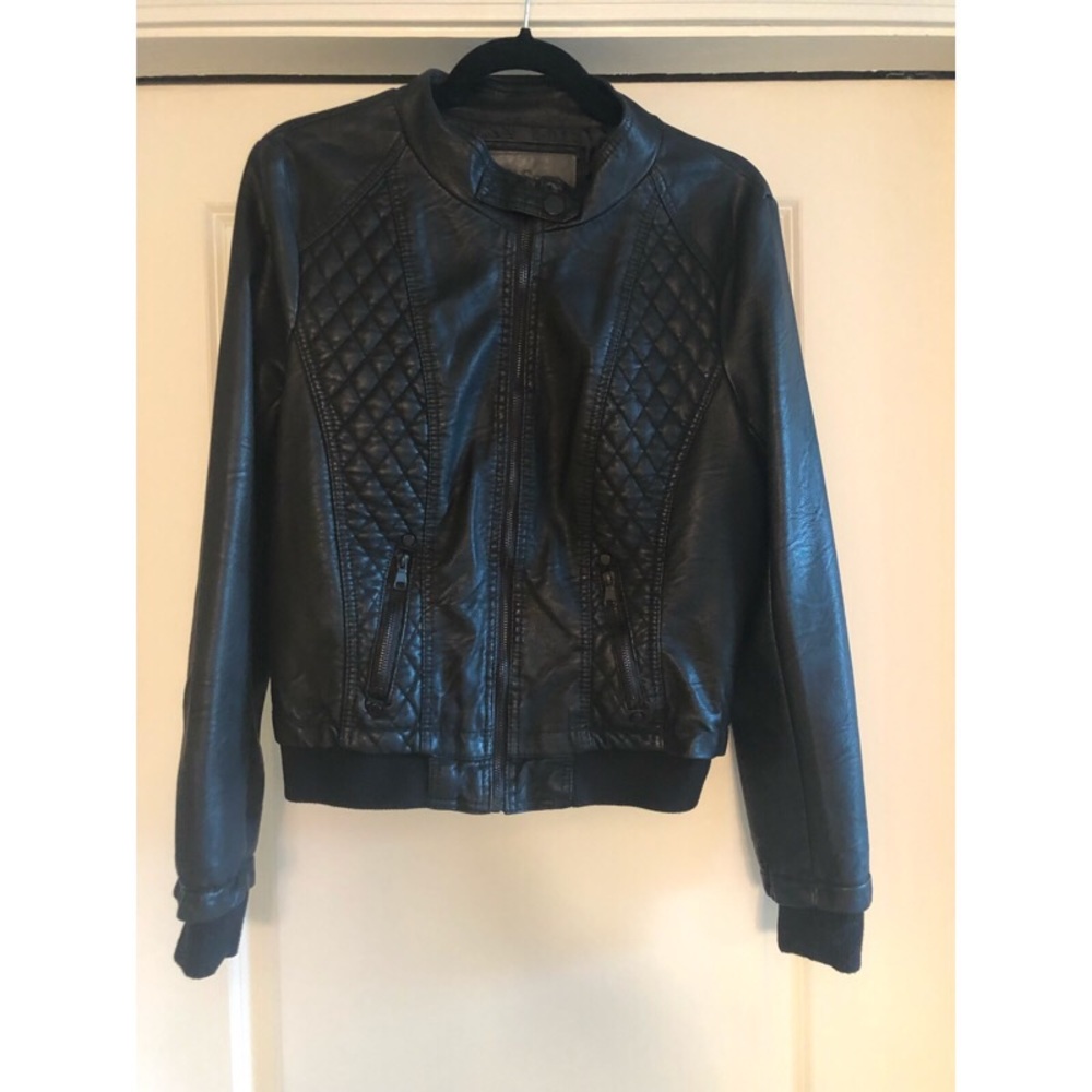 Ci Sono Faux Leather Bomber Jacket
